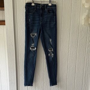 American Eagle Outfitters Dark Blue Denim Super Hi-Rise Jeggings Jeans sz 6